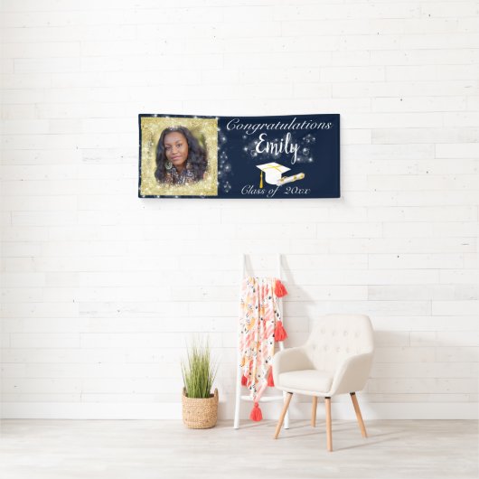 Abschluss, Gold Glitzer, Sparkle, Cap, Diplom Banner (Insitu)