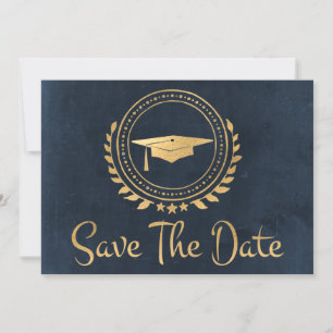 Abschluss Gold Grad Cap Blauer Kalk Save The Date