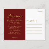 Abschluss Gold Grad Cap & Script auf Maroon Party Einladungspostkarte (Rückseite)