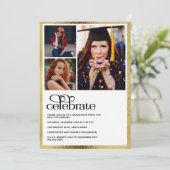 Abschluss Gold Graduate Foto Einladung (Stehend Vorderseite)