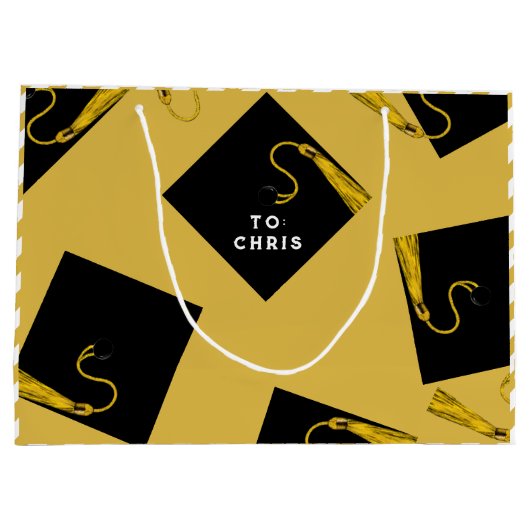 Abschluss Gold Große Geschenktasche Geschenktüte (Rückseite)