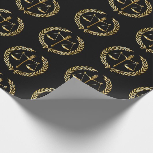 Abschluss Gold Justice Scale Schwert Laurel Wreath Geschenkpapier (Ecke)