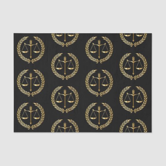 Abschluss Gold Justice Scale Schwert Laurel Wreath Seidenpapier (Vorderseite)