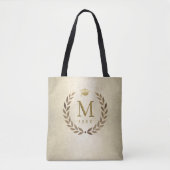 Abschluss Gold Laurel Wreath Mit Monogramm Initial Tasche (Vorderseite)