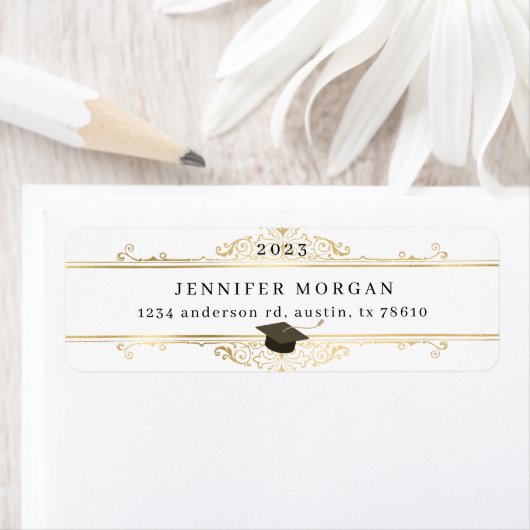 Abschluss Gold Ornament Elegante Rücksendeadresse (Insitu)