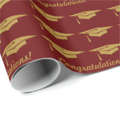 Abschluss Gold Red Gift Wrap Geschenkpapier (Rolleneckpunkt)