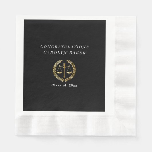 Abschluss Gold Scales of Justice Laurel Wreath Serviette (Vorderseite)
