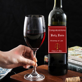 Abschluss Gold Scales of Justice Red Weinetikett