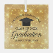 Abschluss Gold Sparkle Custom School Weihnachten Ornament Aus Glas (Vorderseite)