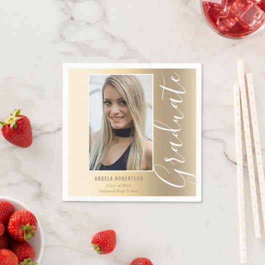 Abschluss Gold Stilvolle Skripte Modernes Foto Par Serviette (Beispiel)