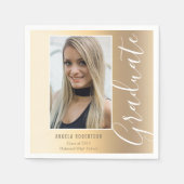 Abschluss Gold Stilvolle Skripte Modernes Foto Par Serviette (Vorderseite)