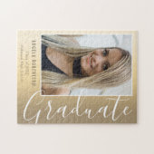 Abschluss Gold Stilvolle Skripte Modernes Foto Puzzle (Horizontal)