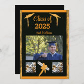 Abschluss Gold Trim Flat Announccard Ankündigung (Vorne/Hinten)