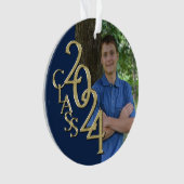 Abschluss Gold und Blue 2024 Foto Ornament (Vorderseite)