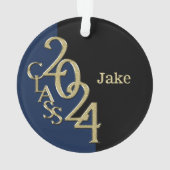 Abschluss Gold und Blue 2024 Foto Ornament (Rückseite)