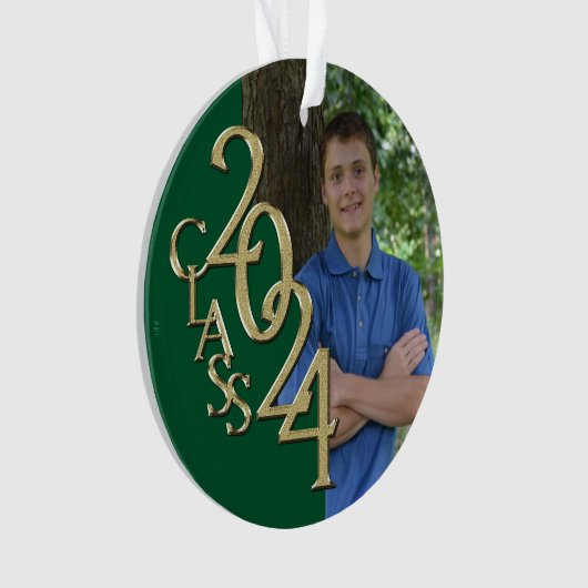 Abschluss Gold und Green 2024 Foto Ornament (Vorderseite)