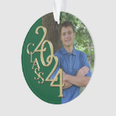 Abschluss Gold und Green 2024 Foto Ornament (Vorderseite)