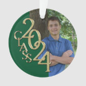 Abschluss Gold und Green 2024 Foto Ornament (Vorderseite)