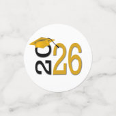 Abschluss Gold und Schwarz 2025 Konfetti (Klein Vorderseite)