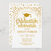 Abschluss - Gold White Einladung (Vorne/Hinten)