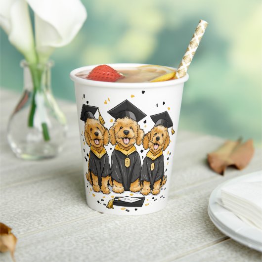 Abschluss Goldendoodle Hunde Pappbecher (In Situ)