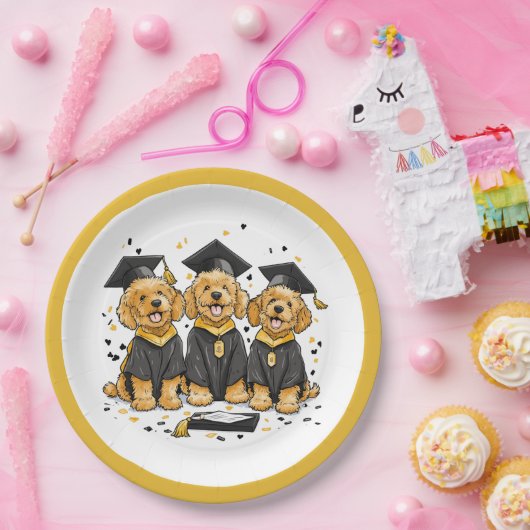 Abschluss Goldendoodle Hunde Pappteller (Party)