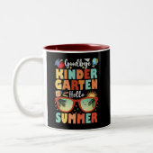 Abschluss Goodbye Kindergarten Hallo Sommer Zweifarbige Tasse (Links)