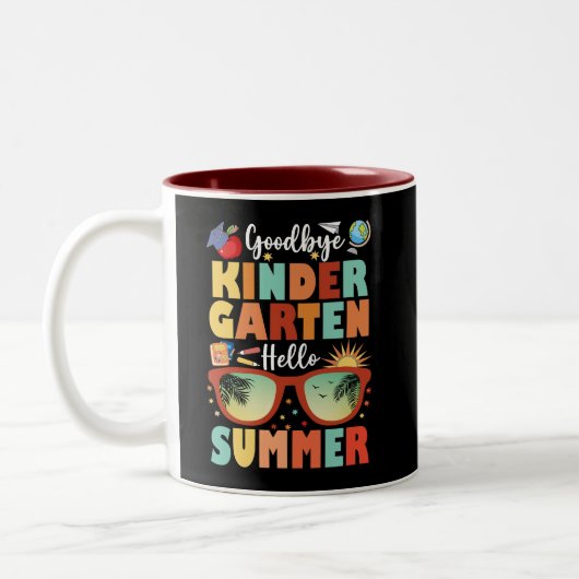 Abschluss Goodbye Kindergarten Hallo Sommer Zweifarbige Tasse (Links)