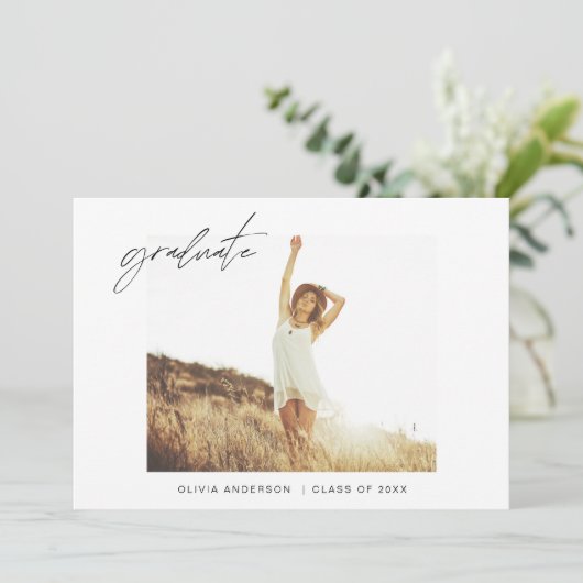 Abschluss Grad Ankündigung Foto Minimalistisch (Stehend Vorderseite)