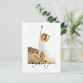 Abschluss Grad Ankündigung Foto Minimalistisch Pos Postkarte (Stehend Vorderseite)