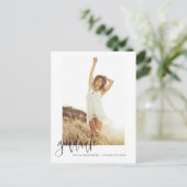 Abschluss Grad Ankündigung Foto Minimalistisch Pos Postkarte (Stehend Vorderseite)