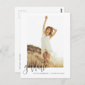Abschluss Grad Ankündigung Foto Minimalistisch Pos Postkarte (Vorne/Hinten)