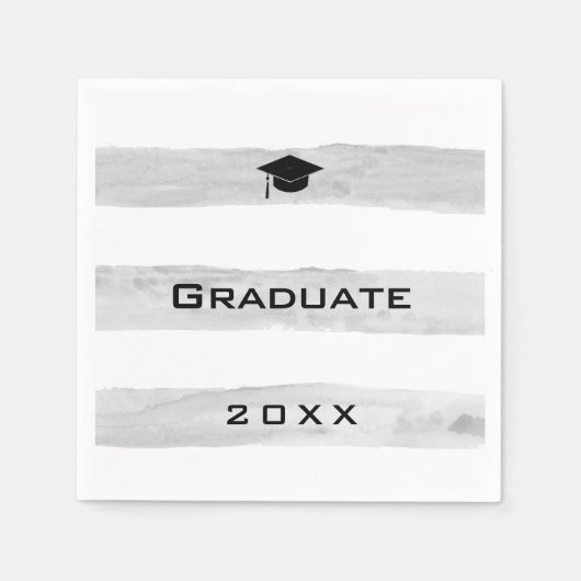 Abschluss Grad Cap Silber Wasserfarbe Streifen 202 Serviette (Vorderseite)
