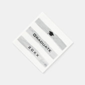 Abschluss Grad Cap Silber Wasserfarbe Streifen 202 Serviette (Ecke)