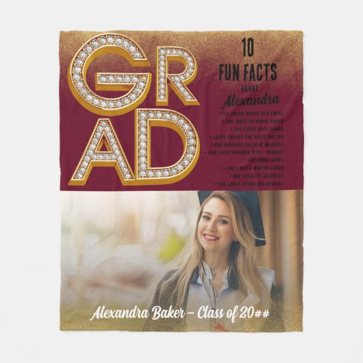 Abschluss Grad Glitzer Gold Spaß Fakten Foto Class Fleecedecke (Vorderseite)