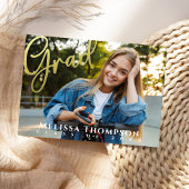 Abschluss Grad Gold Calligraphy Simple Two Foto Einladung