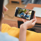 Abschluss Grad Gold Calligraphy Simple Two Foto Einladung