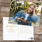Abschluss Grad Gold Calligraphy Simple Two Foto Postkarte