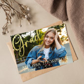Abschluss Grad Gold Calligraphy Simple Two Foto Postkarte