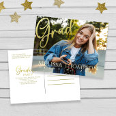 Abschluss Grad Gold Calligraphy Simple Two Foto Postkarte