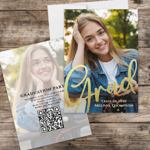Abschluss Grad Gold Kalligrafie QR-Code-Website Einladung