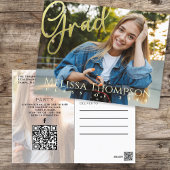 Abschluss Grad Gold Kalligrafie | QR-Code-Website Postkarte