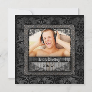 Abschluss Grad Metal Wildleder Cooles Foto Damask Einladung