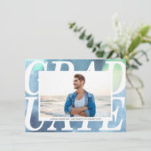 Abschluss Gradient Blue Watercolor Ankündigung (Stehend Vorderseite)