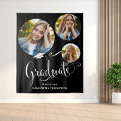 Abschluss Graduate Black and White Foto Party Wandteppich