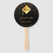 Abschluss Graduate Black Gold Konfetti Foto 2023 Fächer (Vorderseite)