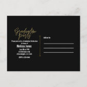 Abschluss Graduate Black & Gold Modernes Foto Einladungspostkarte (Rückseite)