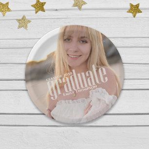 Abschluss Graduate Elegante Modernes Foto Party Pappteller