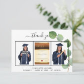 Abschluss Graduate Foto Eukalyptus Grüne Dankeskarte (Stehend Vorderseite)