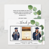 Abschluss Graduate Foto Eukalyptus Grüne Dankeskarte (Vorne/Hinten)
